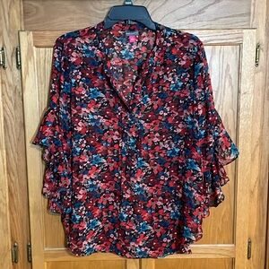 Vince Camino 3/4 length ruffled sleeves top